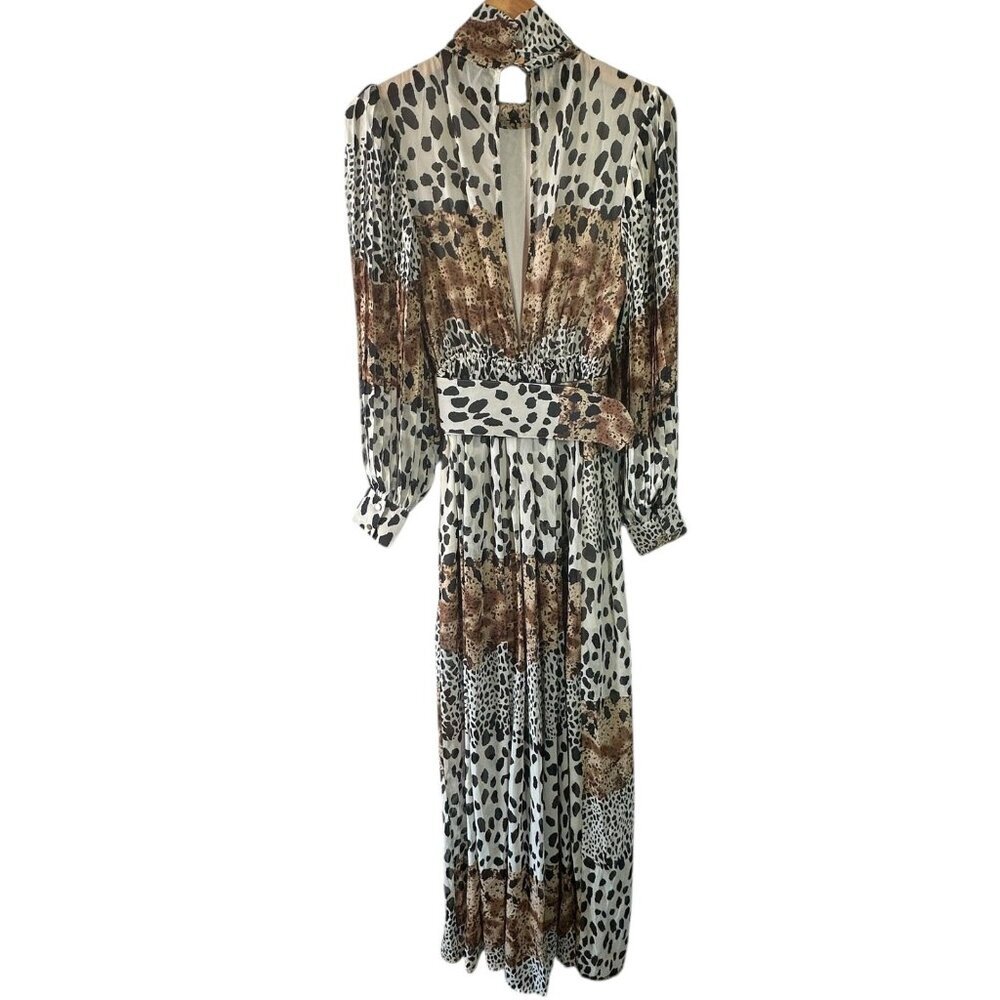 NWT Fashion Nova Wandering Free Animal Print Pleated Chiffon Maxi Dress Size M - Picture 7 of 8